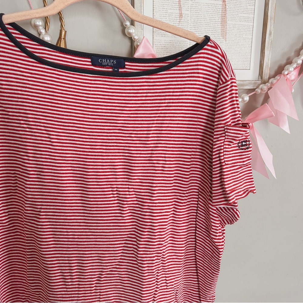 Chaps Red, White & Blue Short Sleeved Boxy Tee Size 2X